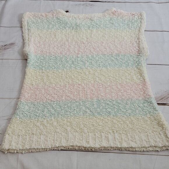 Vintage Here's a Hug Pastels Summer Sleevess Acrylic Sweater size Large - Picture 5 of 9